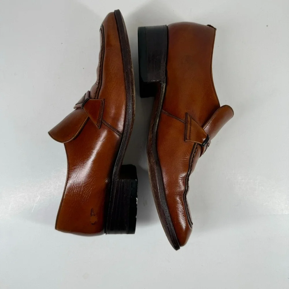 Vintage Barker of Earls Barton Men's 8/UK 7E Brown Leather Slip-On Loafer Shoes